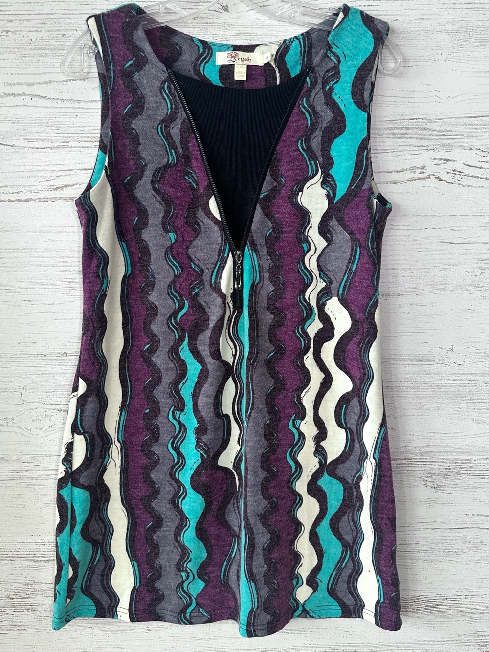 ARYEH Sleeveless Tunic Sweater Mini Dress Art to Wear Art Teacher Avant Garde L